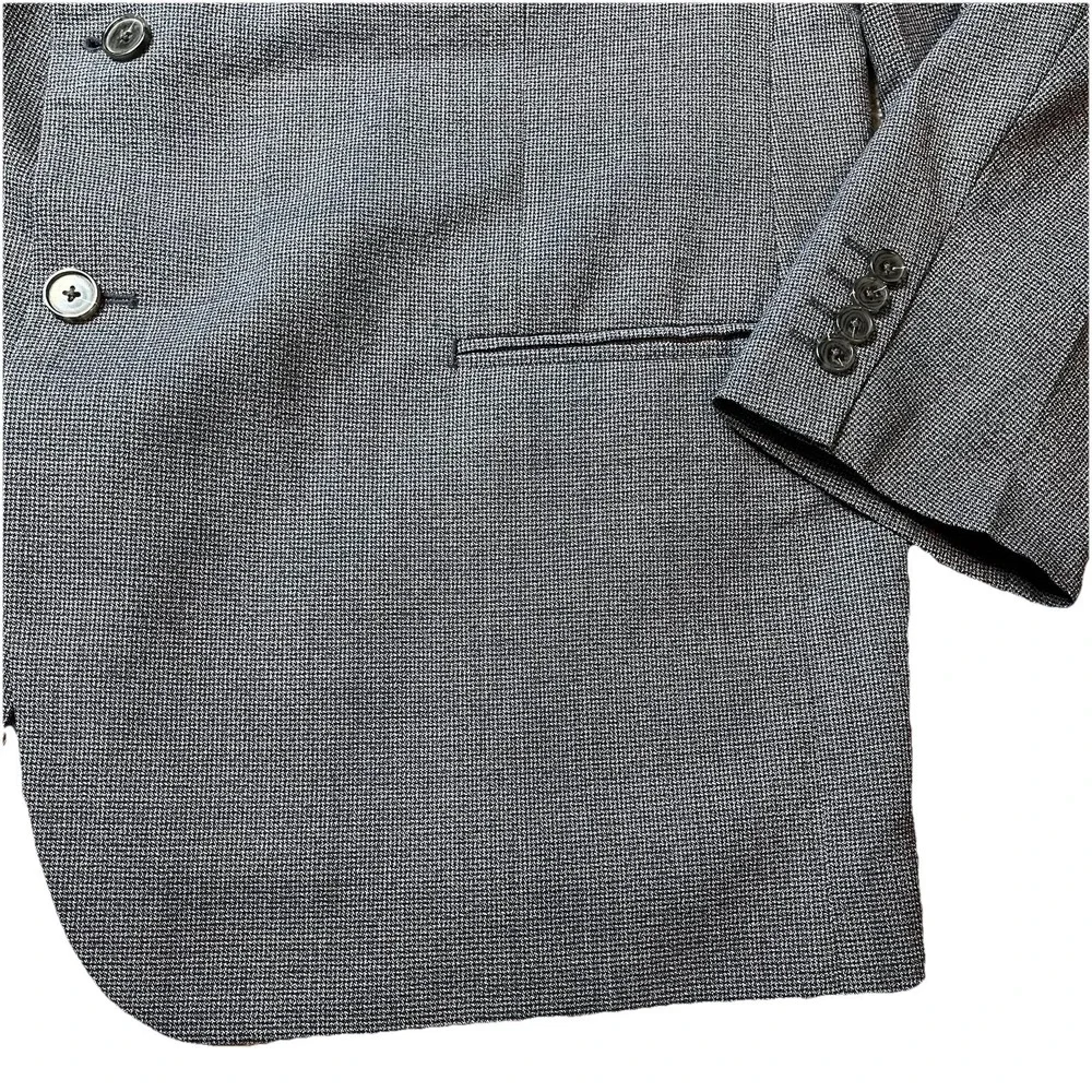 Turnbury Mens 50 R Blazer Wool Navy Blue Houndstooth Sport Coat Wedding Party